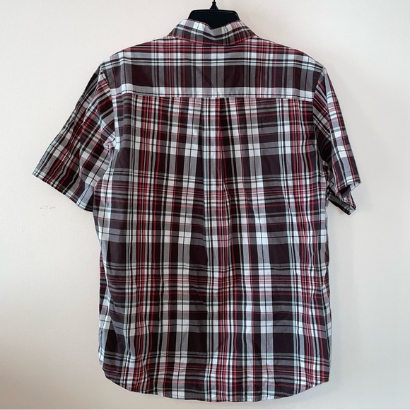 Chaps Short Sleeve Plaid Button Down Cotton Shirt Size Medium - Picture 6 of 6